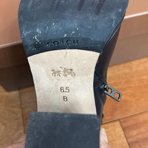 Coach Justina Black Ankle Boots Women's Beaded Chain Accents size 6.5 - Picture 8 of 13